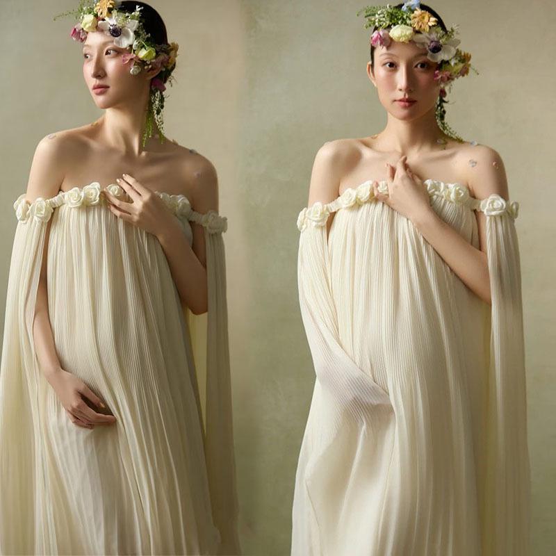 French-Inspired Maternity Photography Dress for Indoor Studio & Home Portraits One Size