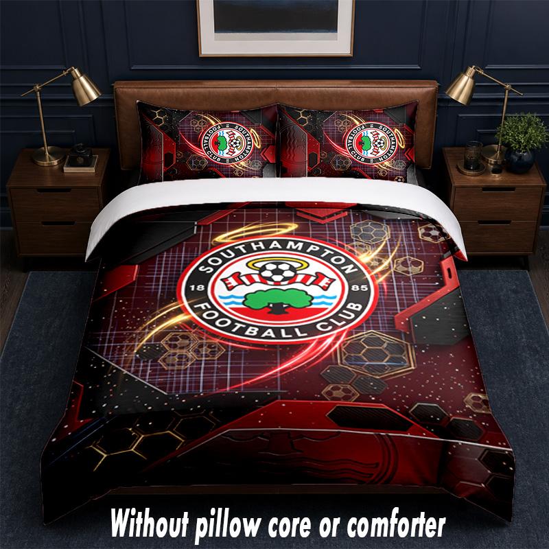 Southampton Fotbalový Design Postel Povlečení Sada 1 Povlak na Peřinu + 2 Povlaky na Polštář Měkké Prodyšné Domácí Ložní Prádlo