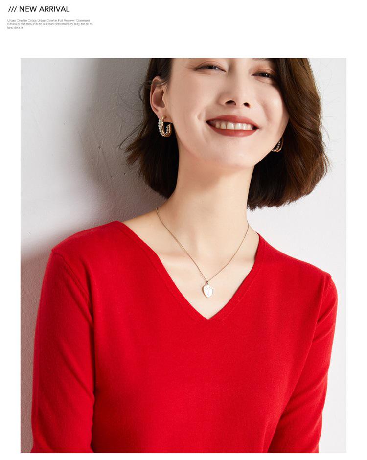Women's Early Autumn V-Neck Long-Sleeve Loose Pullover Sweater