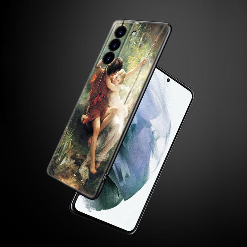 Pouzdro na telefon s renesanční uměleckou malbou pro Samsung Galaxy S22 Pro S21 S20 Ultra FE S10 Lite 5G S10E S9 S8 Plus Měkký TPU Černý kryt