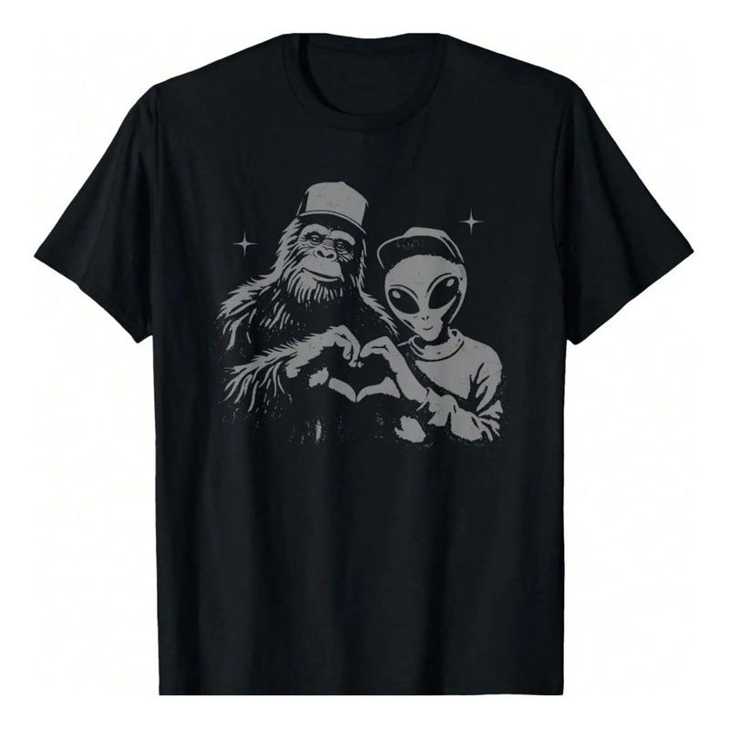 Camiseta Con Estampado De La Mano De Bigfoot Y Alien Sasquat S