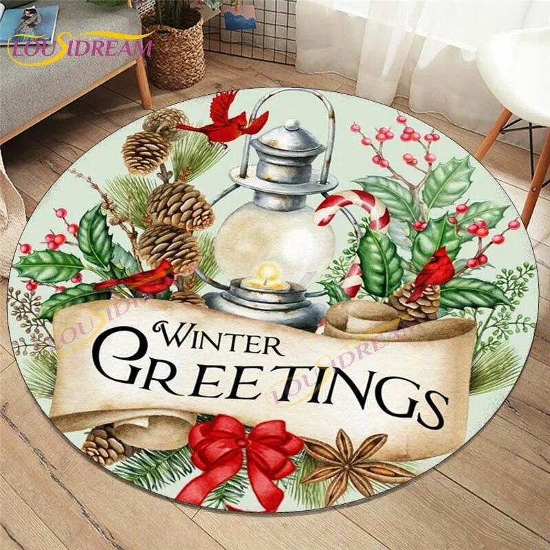 

С Рождеством круглый ковер Sowman Mat Рождественский декор Рождественский подарок Рождественский ковер Коврики для гостиной Домашний декор Красный круглый ковер