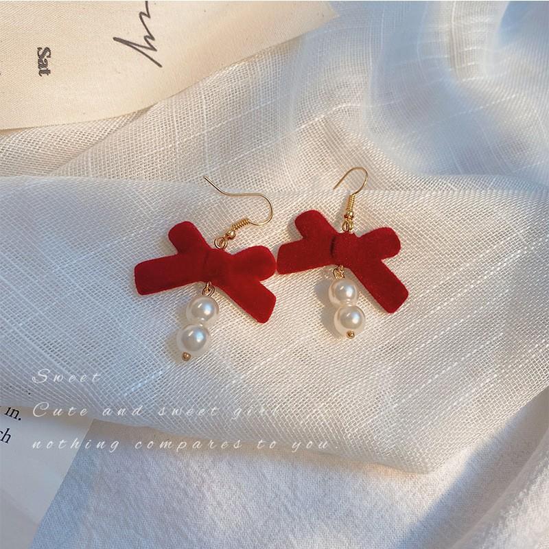 French Baroque Special-Shaped Pearl Pendant Earrings Women'S Niche Fashion Versatile Design Sense Knotted Earrings Earrings