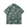 Bcbgh National Style Vintage Ink Painting Flower Short Sleeve Shirt Men's Loose Cuban Collar Hawaiian Shirt