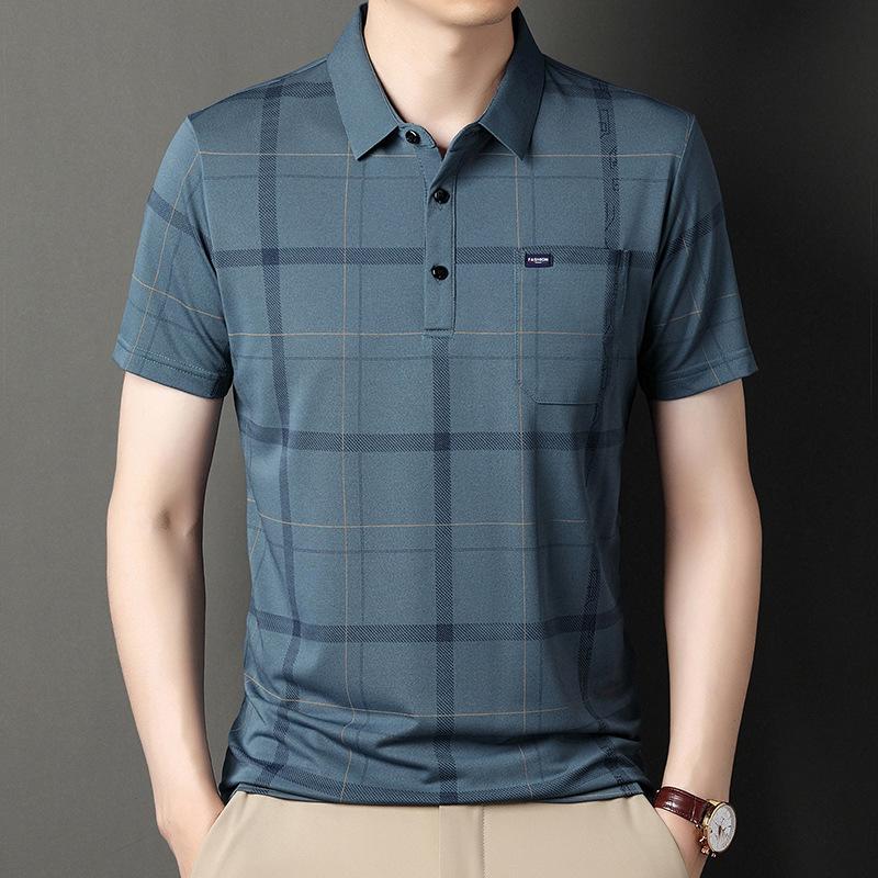 Casual Men's Short Sleeve Versatile Summer Breathable Printedpolo