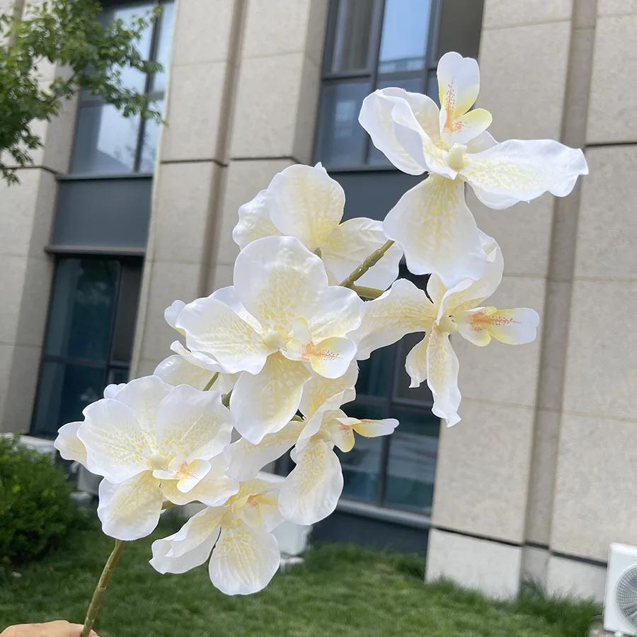 9 Heads Vanda Orchids Artificial Flowers Faux Silk Flowers for Wedding Home Decor Photography Props