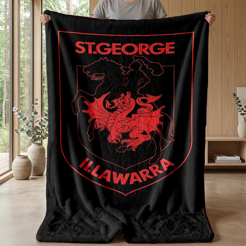St George DragonPrinted Flannel Blanket Cozy Skin-Friendly Warm Throw for Couch Bed Indoor Daily Use