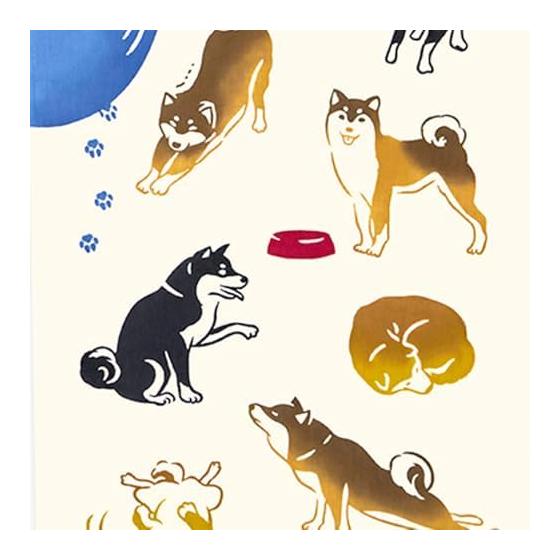 Kenema Tenugui Towel - Today's Shiba Inu - Chusen Dyed - Made in Japan - 100% Cotton - Approx. 35x90cm - 50281