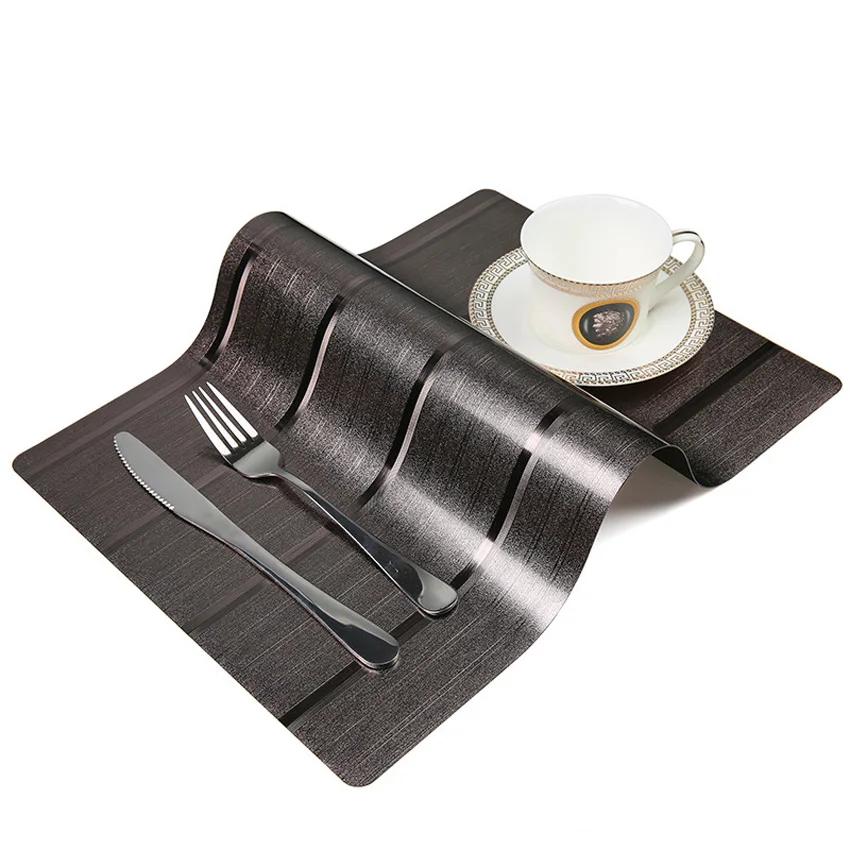 Waterproof Anti-oil Placemat PVC Dining Table Mat Golden Disc Pads Bowl Pad Coasters Table Cloth Pad Slip-resistant Pad 2/4/6pcs