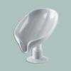 Leaf-shaped Soap Box With Suction Cup And Drainage Function Wall-mounted Plastic Soap Holder Oval Bathroom Soap Tray
