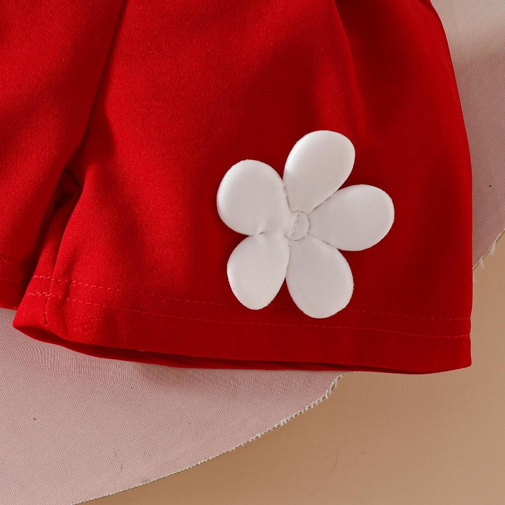 Ensemble 2 pièces Fille Toddler : Haut 3D Cœur et Short à Boutons