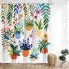 Colourful Tropical Plants Shower Curtains Desert Cactus Monstera Bonsai Leaves Bath Curtain Set Fabric Bathroom Decor with Hooks