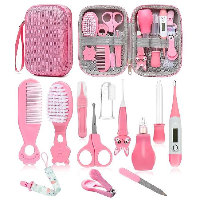 Baby Healthcare and Grooming Kit, Safety Newborn Nursery Baby Care Kit, with Hair Brush Comb, Nail Clipper, Thermometer, Pacifier Clip, Baby Registry