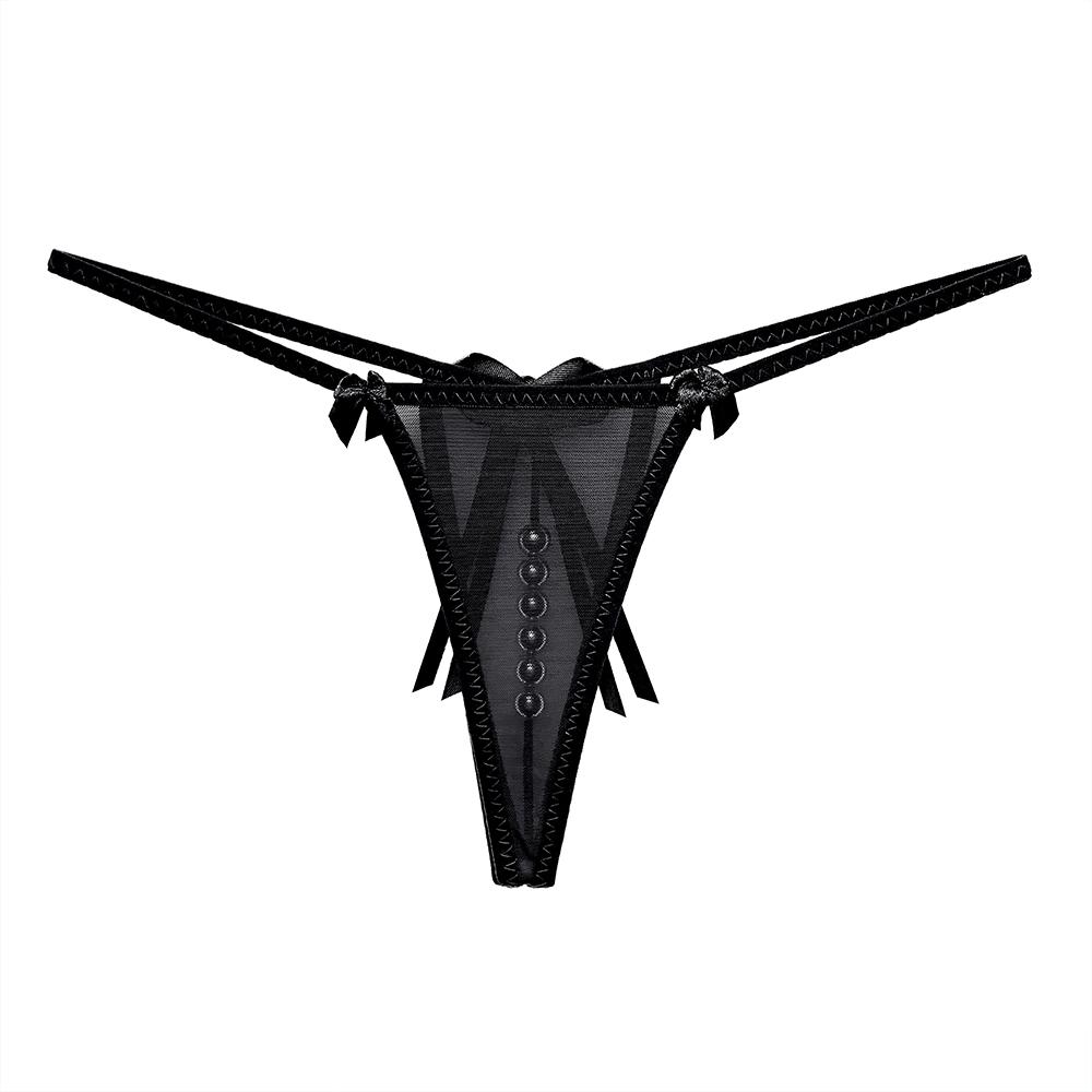 Sexy Bow Beading Lingerie Female Underwear Women's Panties Solid Low Waist G-string Thongs Ladies