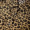 VONDA Vintage Women Puff Sleeve Leopard Print Buttons Up Long Pleated Dress