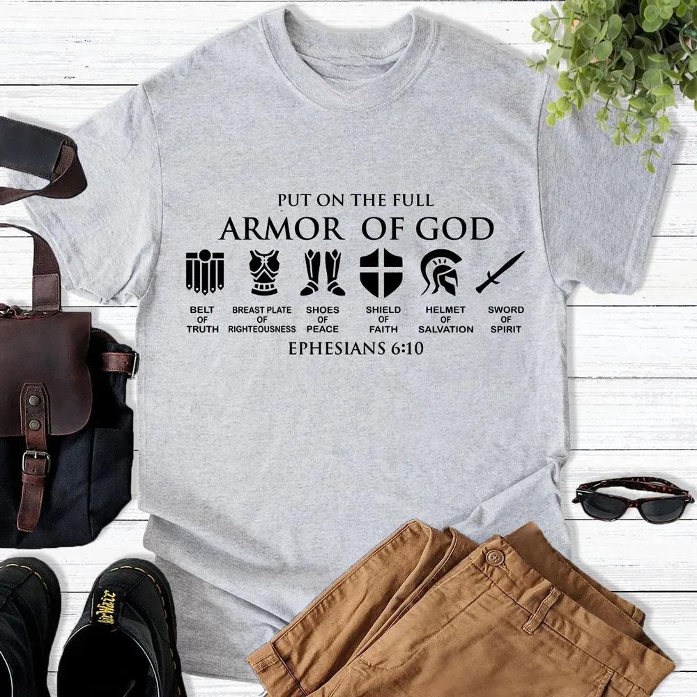 Armor of God Christian TShirt Mens and Womens Fashion Short Sleeve Cotton Tees Retro HipHop Tops Summer Blouse Men Clothing