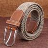 No Hole Elastic Braided Belt Adjustable Men's Waistband Casual Stretch Woven Belt  Work