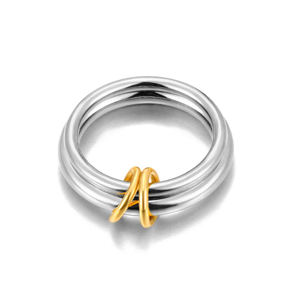 JeeMango High Quality Fashion Simple Scrub Stainless Steel Rings for Women 6mm Width Gold Plated Finger Ring Jewelry Gift R26030