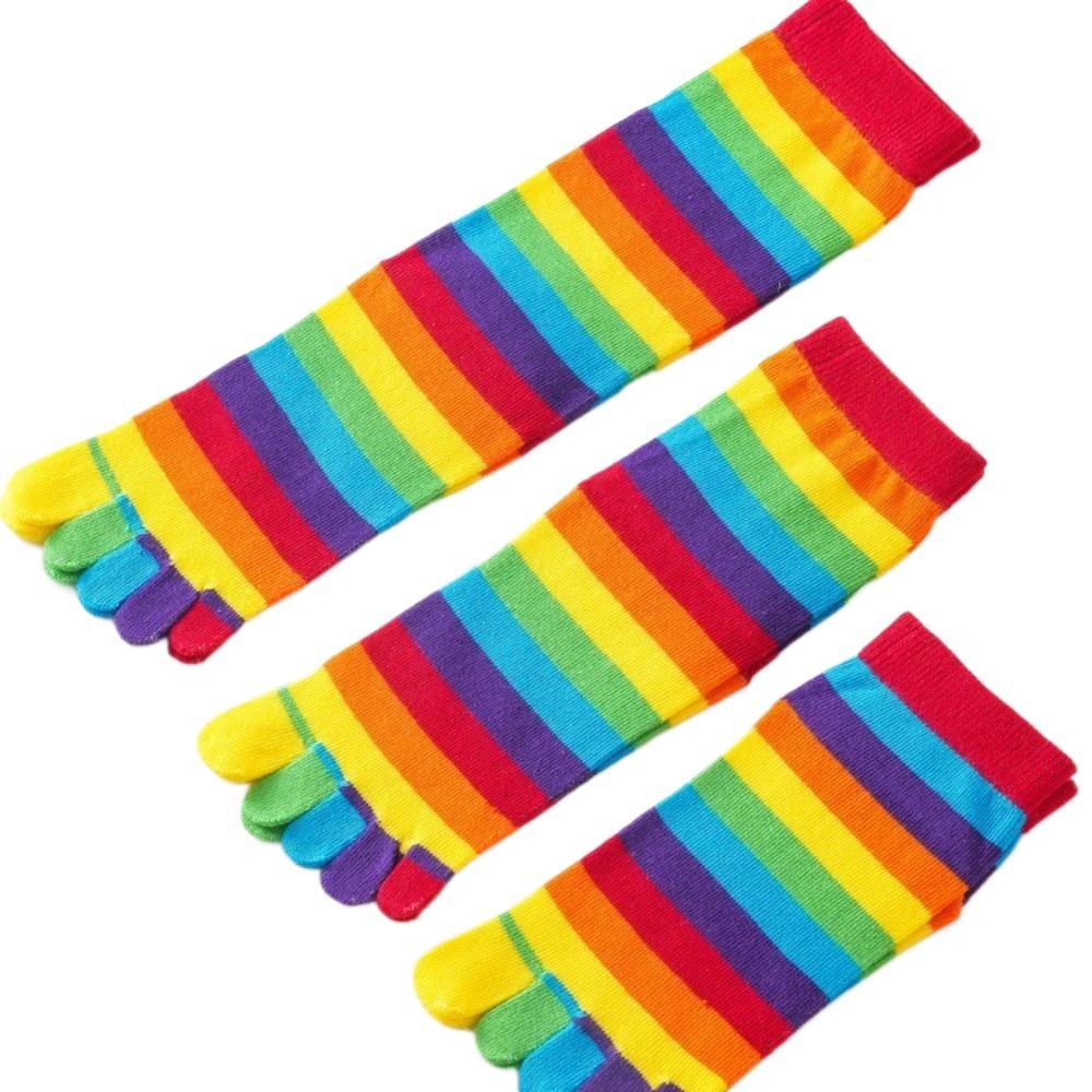 1 Pair Comfort Cotton Middle Tube Socks Colorful Women Toe Socks New Pilates Socks