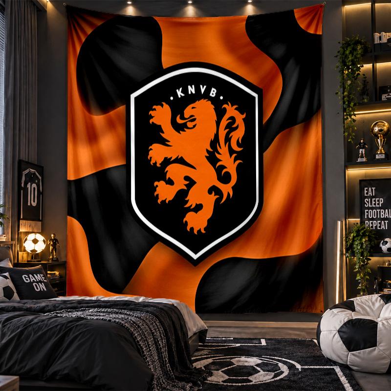 Wall Hanging Tapestry Netherlands Football Print Cloth for Living Room Bedroom Home Decor