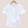 Kink Irregular T-shirt Women's Summer Temperament Is Thin and Chic Round Neck Short-sleeved Top