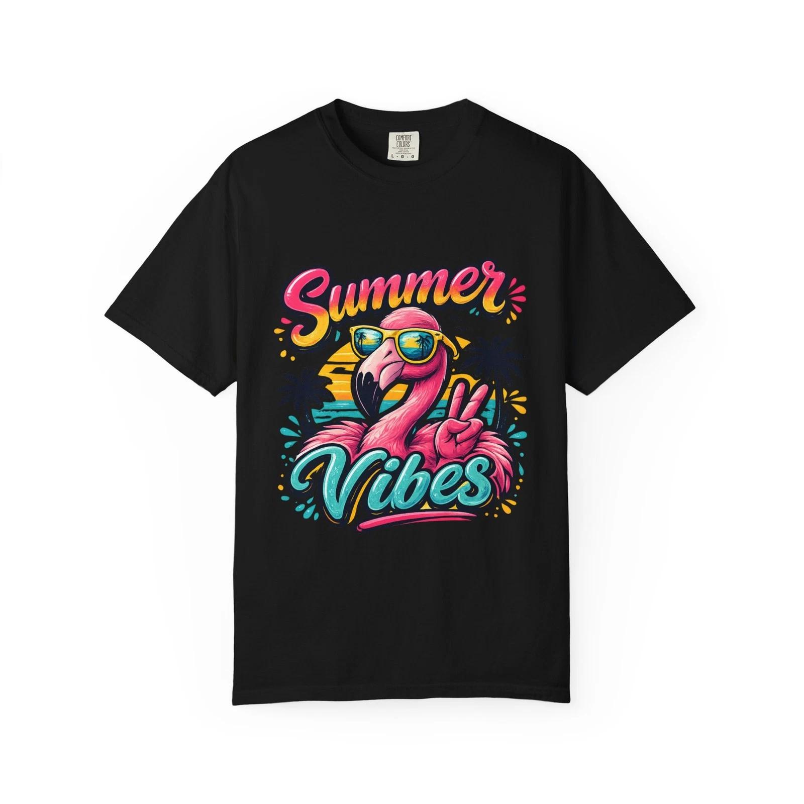 Summer Vibes Flamingo T-Shirt | Tropical Beach Graphic XS