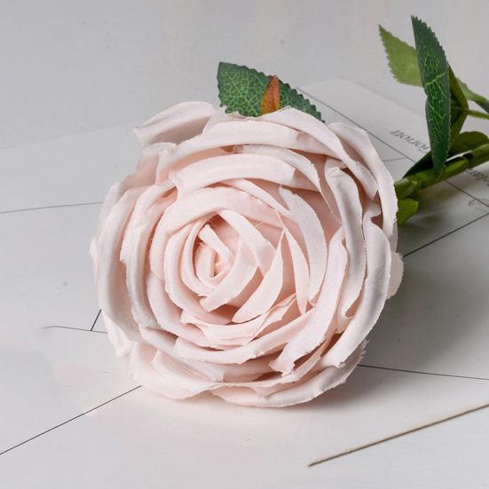 Artificial Rose Flower Big Bloom Fake Silk Rose Flower Realistic Faux Long Stem Rose Bouquet with Leaves for Home Kitchen Party Wedding Decor