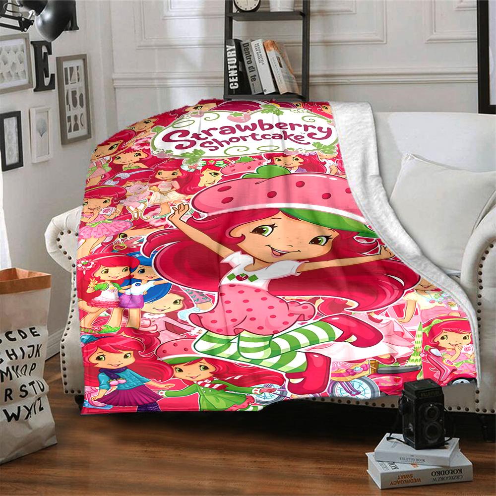 1pc Princess Strawberry11 Blanket, Gift, for Men and Women, Soft Blanket, Good for Sofa Bed Couch Travel, Lightweight Flannel Blanket