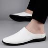 Fashion Open Low-heel Slipper Mens Slip on Walking Shoes Leather Male Comfortable Mules Shoes 2025 Male Casual Breathable Comfy Sandals