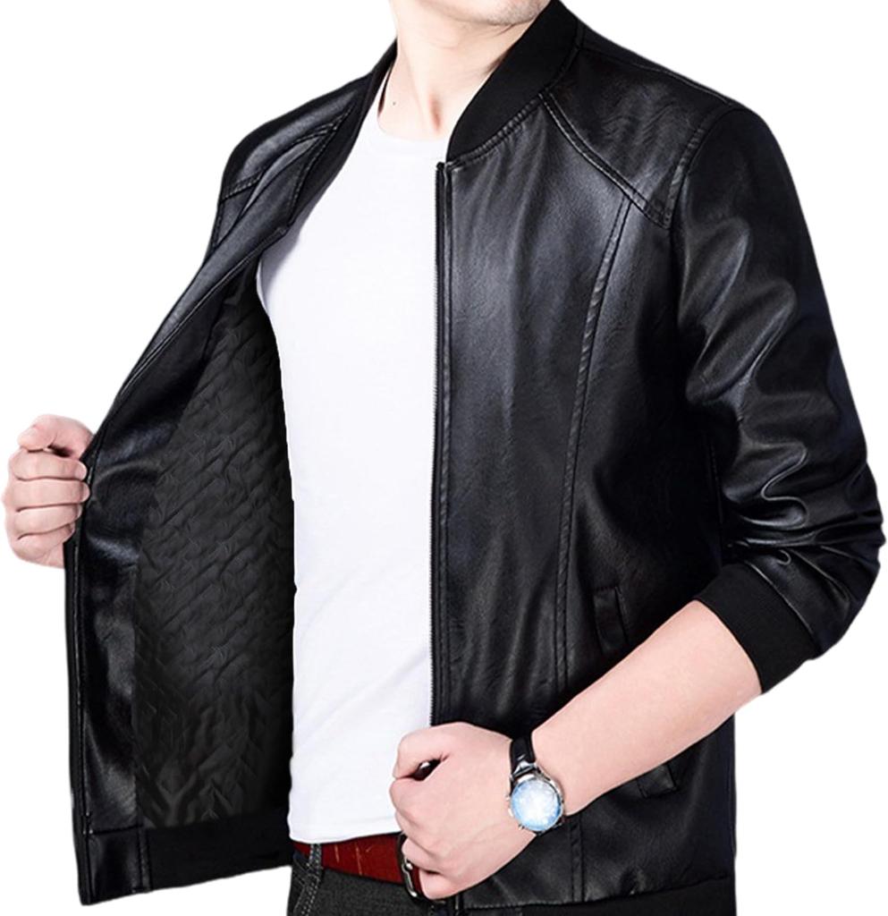 Faux Leather Blouson Riders Long Cold Casual Korean Large Body Big Date Birthday Black [Luxe Relax] Jacket, Casual, Sleeve, Protection, Outerwear,