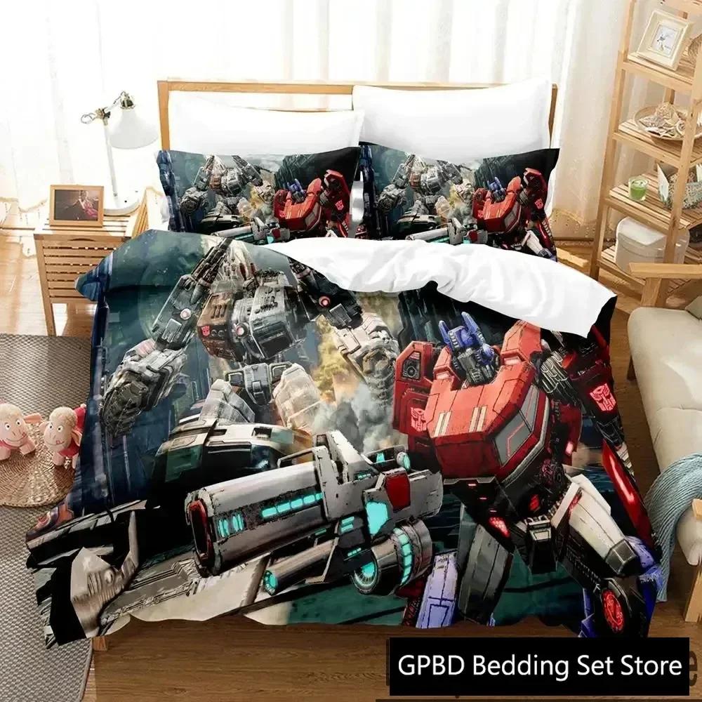 3D-tryckta Tran Formers Sängkläder Pojkar Flickor Dubbel Queen King Size Påslakan Örngott Säng Pojkar Vuxen Hemtextil