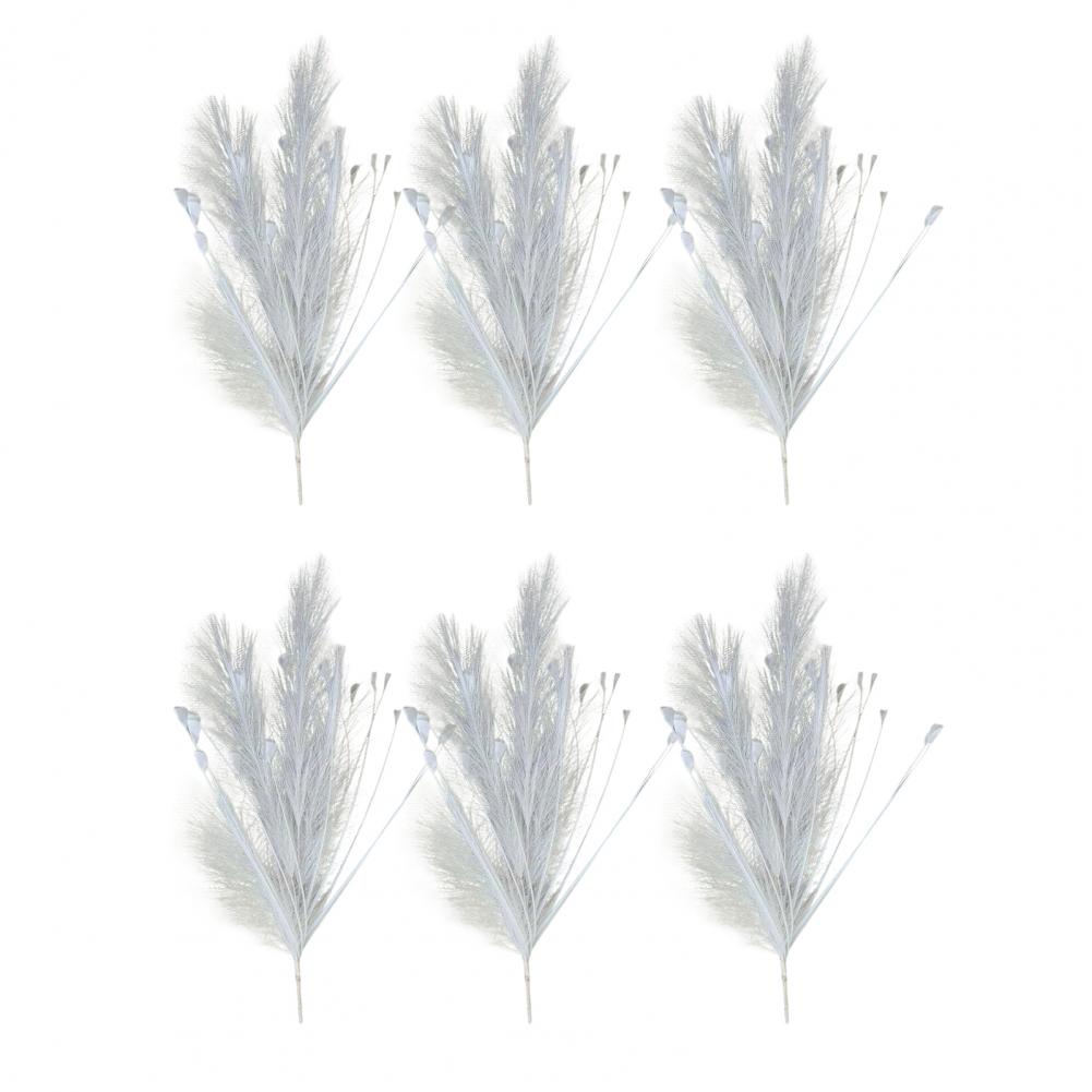 6 Pcs Peacock Grass Artificial Plants Pampas Grass Reed Flower Arrangement Home Bedroom Wedding Decorations Fake Flowers