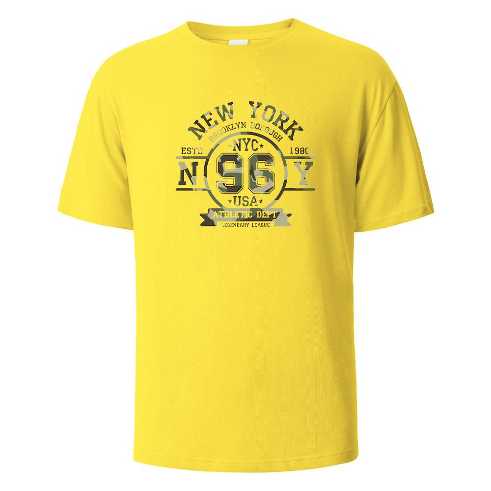 New York 96 Streetwear Basic Lustiges T-Shirt Für Männer Mode Lässig 100% Baumwolle Kleidung Rundhals Atmungsaktives T-Shirt Hip Hop T-Shirts