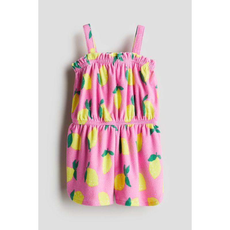 

HM Детская одежда Комбинезон для девочек Летний Тонкий на бретелях Без рукавов С принтом Петлевая ткань Комбинезон 1217173 Pink/Lemon 110/60(4-5Y)