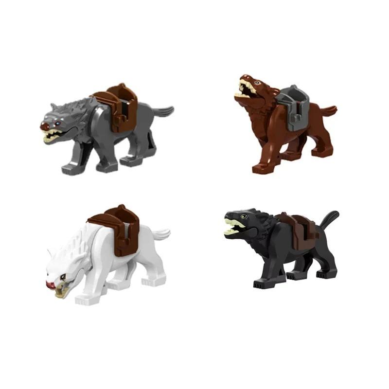 MOC Mittelalterliche Bausteine Figur Zubehör Zoo Afrikanischer Elefant Kamel Hirsch Wolf Krokodil Kriegspferd Mini Ziegel Spielzeug Geschenk R058