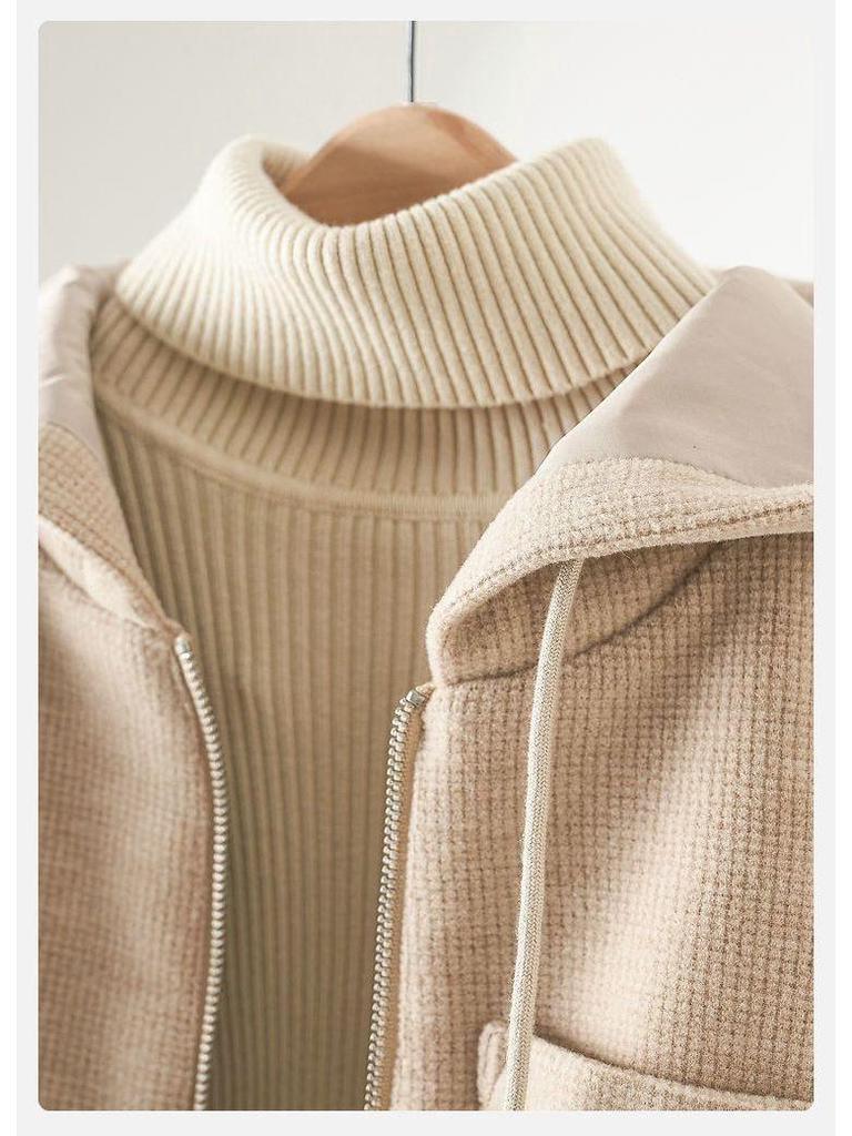 Women's Thickened Woolen Coat with Hood - Stylish Casual Winter Outerwear, Plus Velvet, Loose Silhouette 