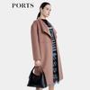 PORTS Women's Elegant Rose Pink Double-faced Wool Lapel Coat