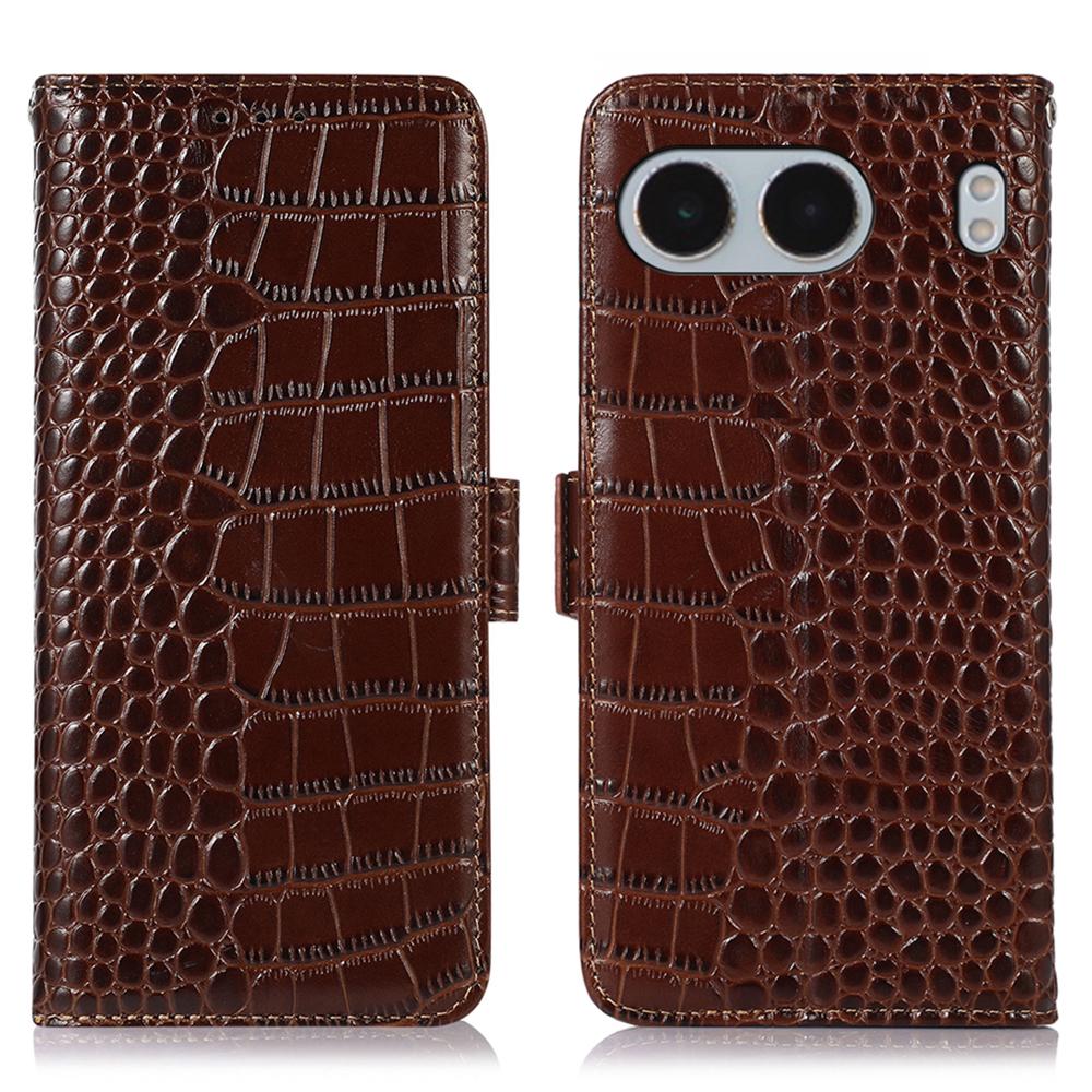 For OnePlus Nord 4 Case Crocodile Texture Genuine Cow Leather Phone Wallet Cover