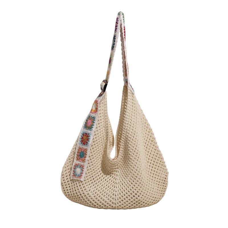 

Large capacity woven bag women s new lazy wind beach bag versatile knitted bag commuter shoulder tote bag one size fits all белый