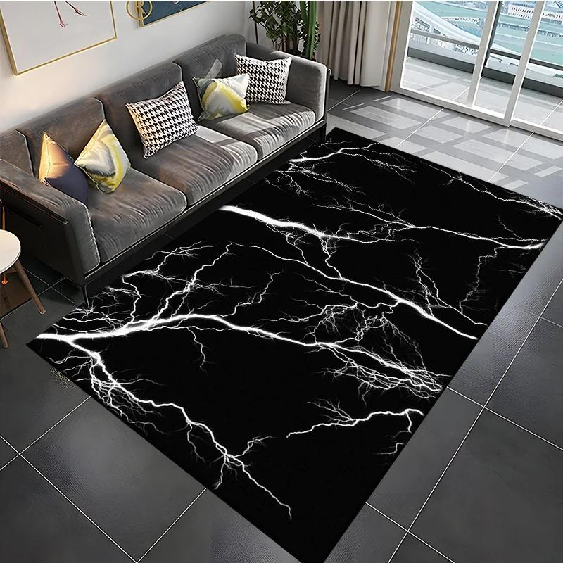 Tappeto Tondo 3D a Strisce Fulminee, Misura 15, per Soggiorno, Camera da Letto, Casa, Decorazione Divano, Tappetino Antiscivolo per Bambini, Regali per Gamer