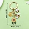 1pc Fashion Enamel Sunflower, Bee, Honey Keychain, Alloy Plant Insect Key Ring for Car Keys, Backpacks, Wallets