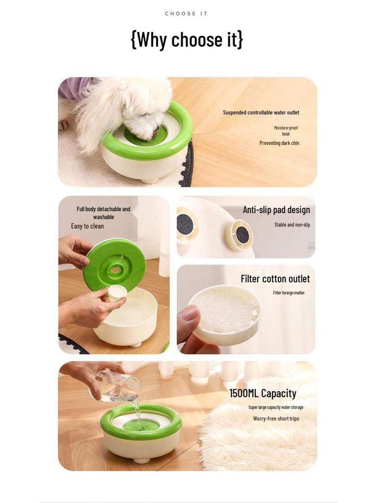 Cloud Floating Anti-Spill Dog Water Bowl - Non-Slip, Anti-Tip Pet Drinking Bowl