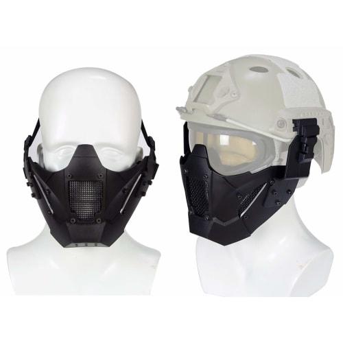 PHOENIX IKKI 2WAY FAST Helmet Compatible, Two-Band Anti-Fog, Breathable Mesh Face Guard, Tactical Gear, Airsoft Gear, Black