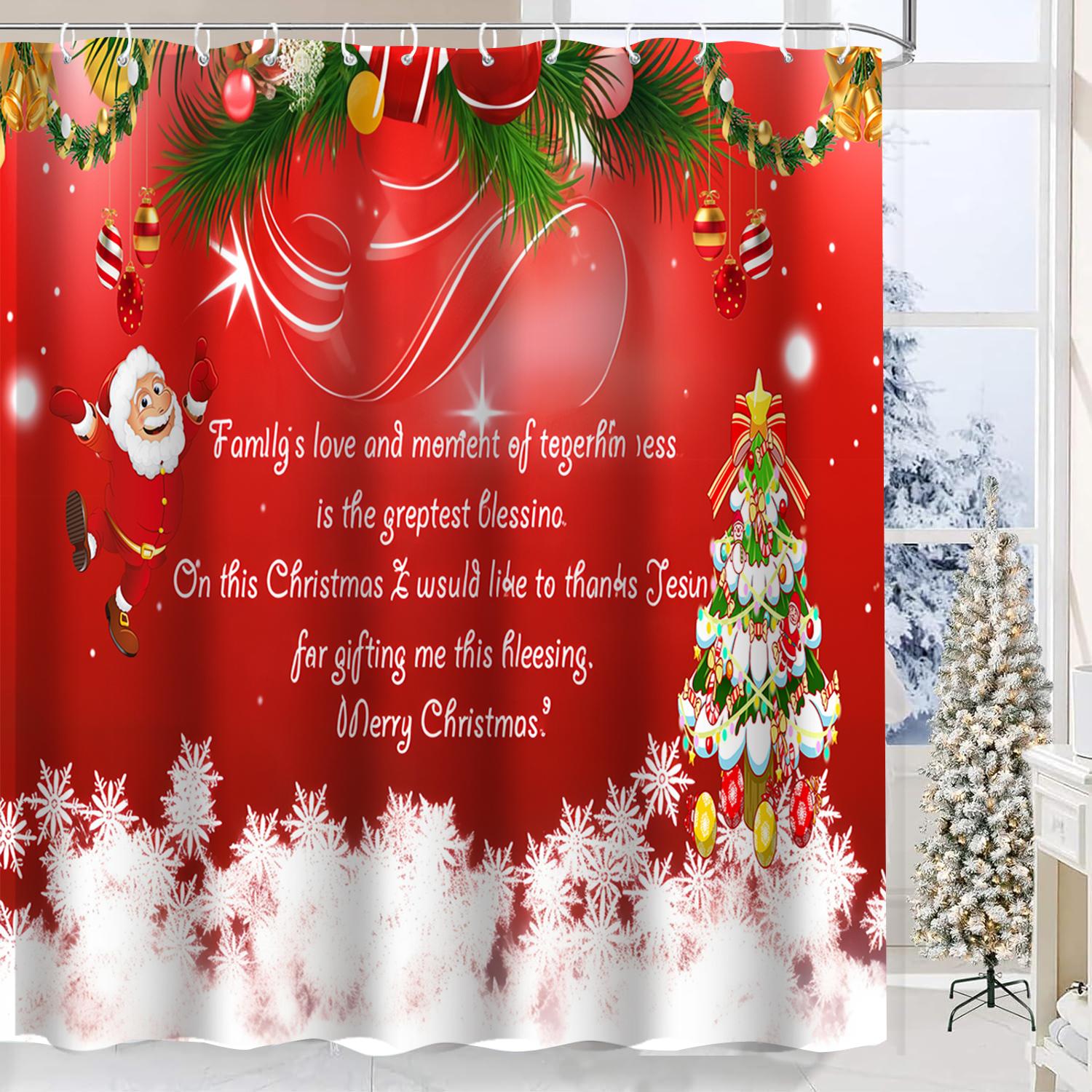 

Merry Christmas Tree Bathroom Shower Curtain Waterproof Fabric Bathroom Curtain With 12 Hooks Sunflower Home Deco Free Ship W60H190(CM)-1 Pcs