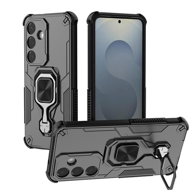 KEYSION Etui odporne na wstrząsy do Samsung S25 Ultra 5G Miękki silikon + PC Pionowy metalowy stojak na telefon Tylna obudowa do Galaxy S25+ Plus