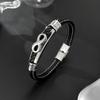 Men’s Infinity Leather Bracelet – OPK Punk Style Braided Wristband Stainless Steel
