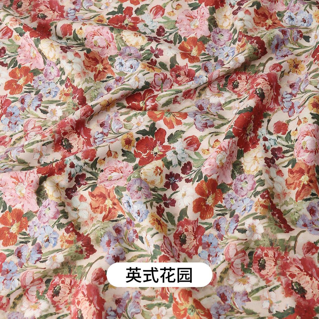0.5m/2m Non Transparent Floral Chiffon Fabric for Sewing Summer Skirts Dresses Children's Clothing Rural Style Clothing Fabric