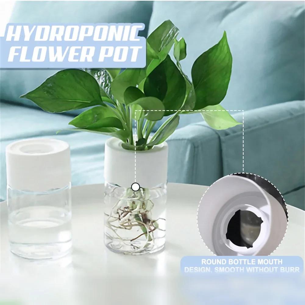 Mini Hydroponic Flower Pot Transparent Soilless Plant Vase for Home Decoration, Imitation Glass Green Plants Pot