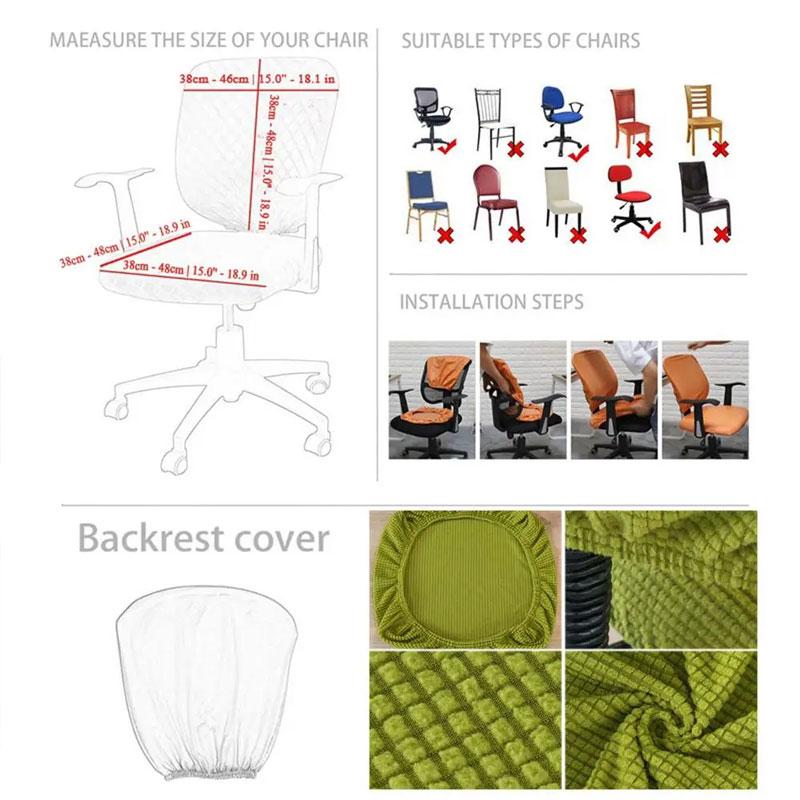 2PCS/Set Seat Cover Dust-Proof Backrest Cover Universal Rotating Chair Removable Elastic Office Chair Cover Split