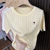 Rellawear Women S Heart Logo Round Neck Summer Short Sleeve Knit rSt0002